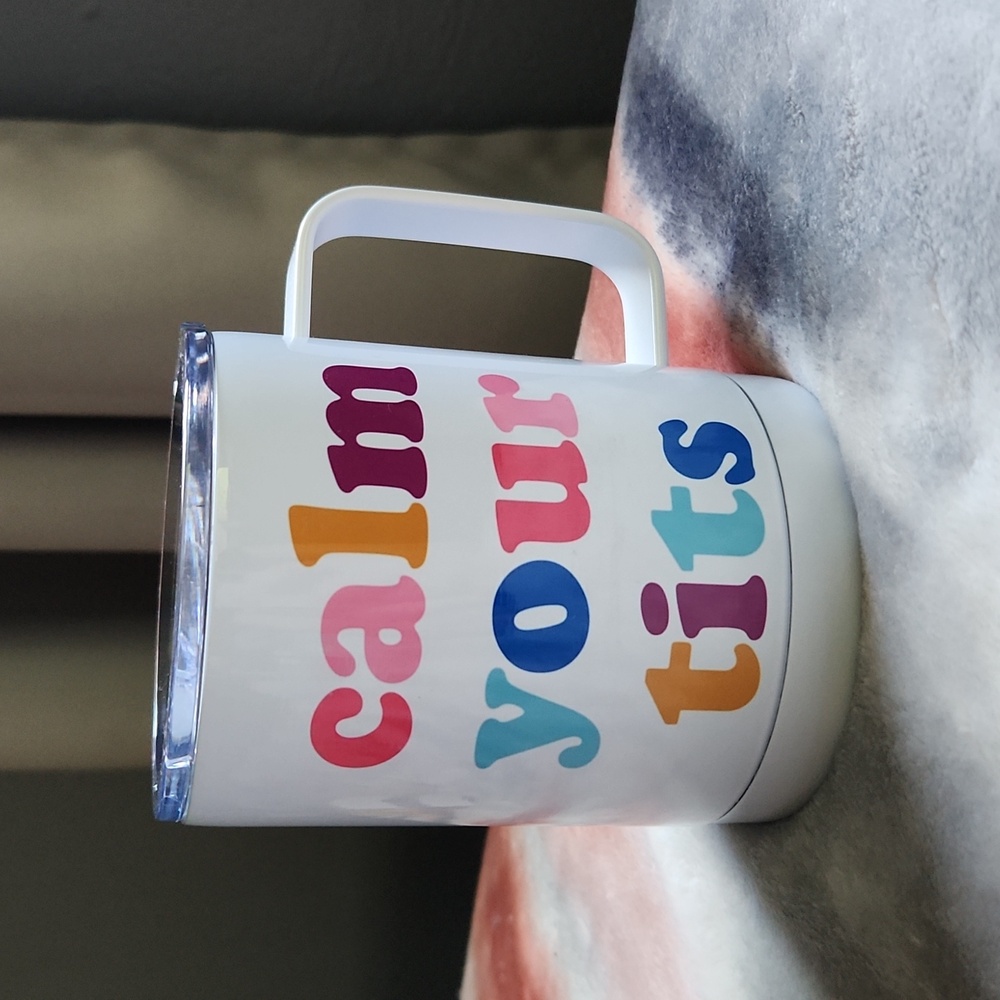 New 12 oz stainless steel travel mug with lid